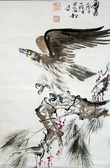 21冯汝松;鹰 立轴43X65.JPG