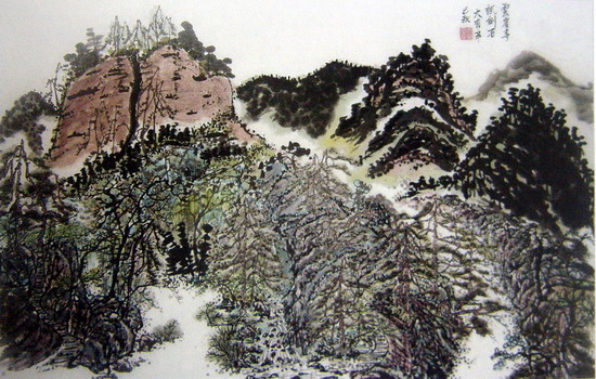 刘大有：“云崖寺劈石山”50X69CM.JPG