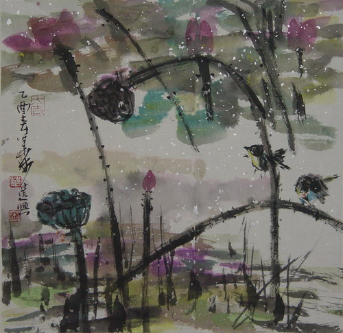 营华林：“花鸟小品-3”33X33CM.JPG