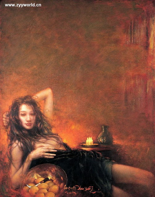 烛光里的微笑　尺寸92×73cm　年代2003　质地布面油画..jpg
