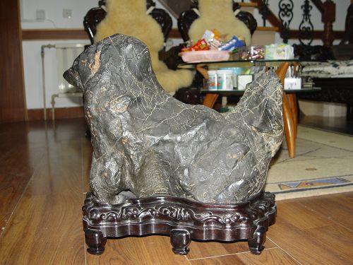 灵壁石摆件：“小狗”（正面）高38CM、长55CM.JPG
