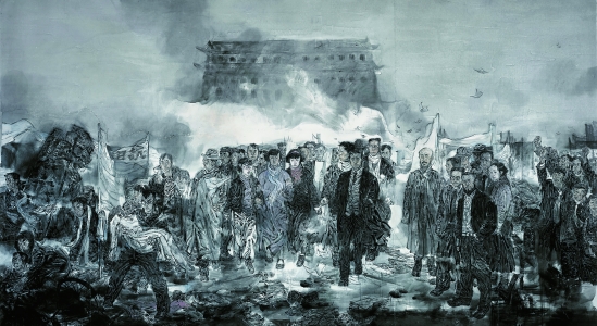 张江舟 热血12·9——北平12·9学生运动 2009年 600×350cm.jpg