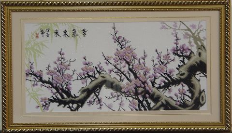 手工十字绣：“紫气东来”38X78CM.JPG