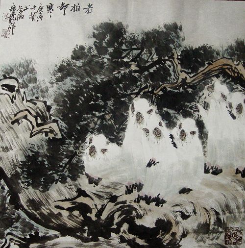 徐培晨：“老柏声寒”68X68CM.JPG
