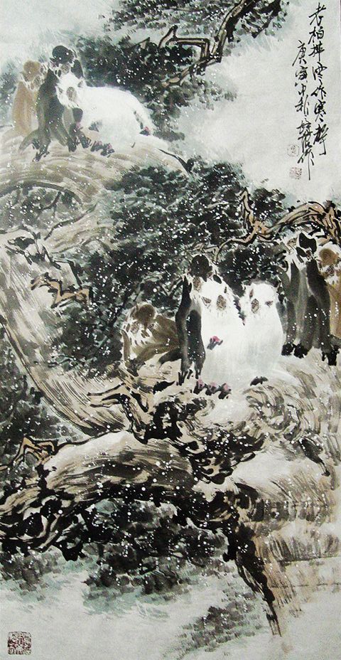 徐培晨：“老柏佛雪作寒声”68X136CM.JPG