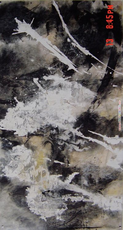 张志勇：水墨《暮》2001年3月 140X67CM.JPG