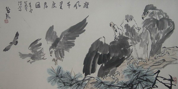 欧阳龙：“雄风千里展宏图”136X68CM.jpg