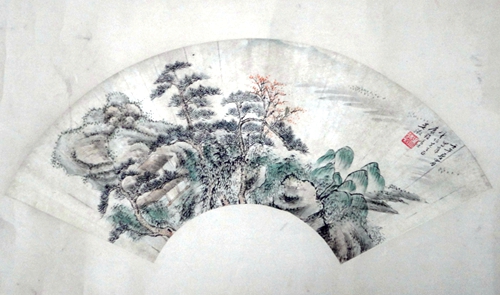 吴徽（待秋）：“山水图”扇面.JPG