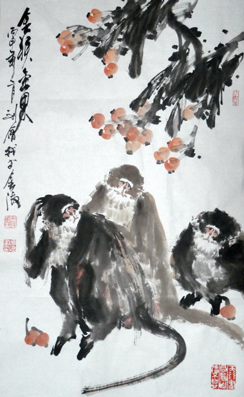 刘会德：“金猴金果”68X34CM.JPG