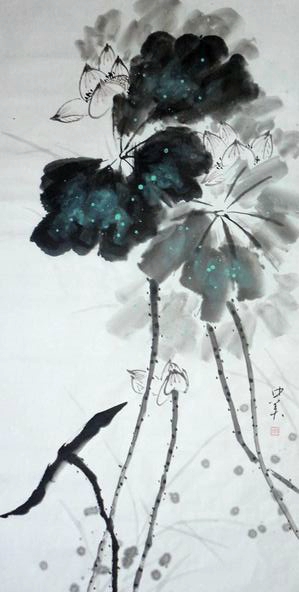 谢中美：“荷花01”136X68CM.JPG